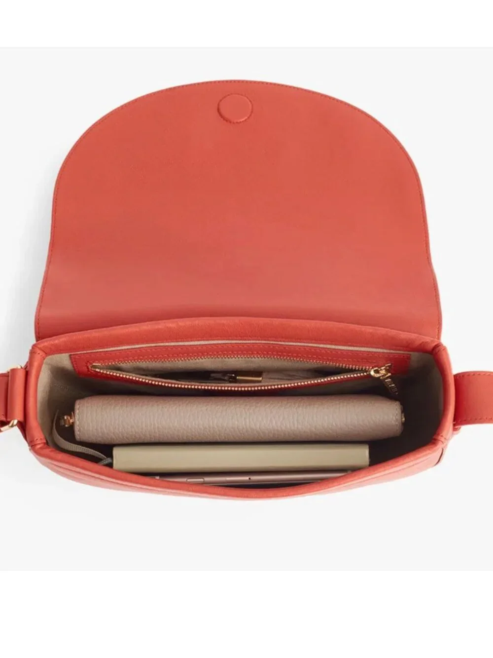 EUC Cuyana Half-Moon Shoulder Bag in Blood Orange - Picture 9 of 11
